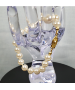 Vintage Faux Pearl Gold Tone Fish Hook Clasp 7&quot; Bracelet - $32.77 CAD