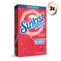 3x Packs Sunkist Singles To Go Strawberry Drink Mix ( 6 Packets Each ) .53oz - $10.61