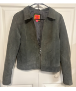 Isaac Mizrahi Dark Grey Gray Suede L Zipper Down Jacket - $19.80