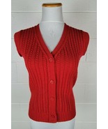 Womens Pendleton Red Wool Cable Knit Button Front Sweater Vest 36 - $24.75