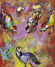 FRAMED CANVAS Art print giclee Marc partridge roosters la perdrix et les coqs - £30.92 GBP+