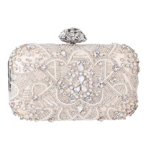 Silver Crystal Clutch Bags Handmade Beaded  Wedding Clutch Purse  Handbags Women - £74.07 GBP