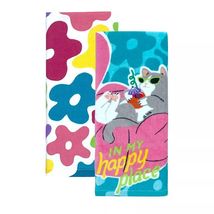 NEW Happy Place Kitty Cat Kitchen Towels Set of 2 cotton 16.5 x 26 inches - £8.75 GBP