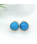 14k Gold 6.86 Carat TW Ithica Peak Blue Genuine Turquoise Stud Earrings ... - $14,115.74 MXN