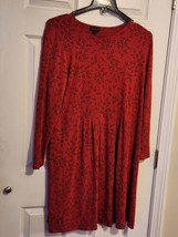 J. Jill Wearever Collection Women&#39;s Large Red Long Sleeve Dress Leaf  Pattern - £27.05 GBP