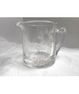 Princess House Creamer Clear Thick Glass Copper Wheel Etched Full Flower... - £11.16 GBP