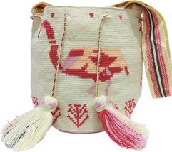 Handmade Wayuu Crochet Tote Bag, Woven Mochila, Colombian Tribal Bag, Be... - £74.26 GBP