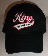NWT MENS &quot;King OF THE GRILL&quot; BLACK NOVELTY BASEBALL HAT  -  ADJUSTABLE B... - £14.63 GBP