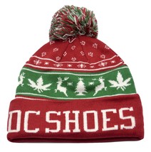 DC Shoes Xmas Puff Holiday Knit Pom Pom Winter Hat Christmas Beanie - £15.17 GBP