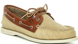 Men&#39;s Sperry Top-Sider A/O Oil Cloth 2-Eye Boat Shoes, STS20739 Multip Sizes Tan - £70.44 GBP