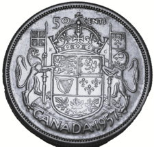 Canada 50 Cents, 1957 Silver~Free Shipping #A151 - £11.74 GBP