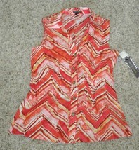 Womens Tank Top Dana Buchman Orange Tie Dye Sleeveless Button Front Shir... - £14.01 GBP