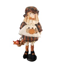 Scarecrow Doll Fall Decor Plush Wood Stands Autumn Seasonal Prima Creations - £14.56 GBP