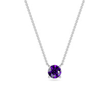10 Karat Gold Amethyst Lab Grown Gemstone Pendant Necklace For Women, 8 ... - $199.00