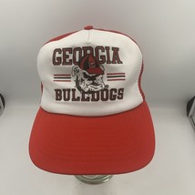 Vintage UGA Snapback Hat Mesh Trucker Georgia Bulldogs Retro 1980s Red - $21.25