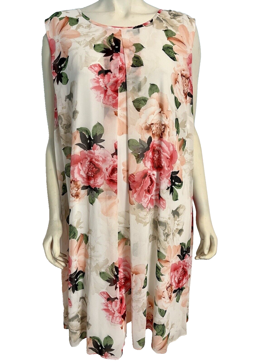 Calvin Klein Women&#39;s Sleeveless Chiffon Floral Dress Pink 22W NWT - $37.99