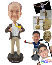 Personalized Bobblehead Man Dressed For Office Wearing Tie, Jacket Shirt And Pan - £71.96 GBP