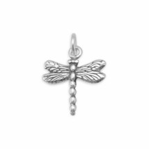 Oxidized Dragonfly Charm Slide Drop Pendant Unisex Jewelry 14K White Gold Finish - £16.32 GBP