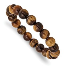 Chisel 10mm Yellow Tiger&#39;s Eye Agate Beaded Stretch Bracelet - $37.00