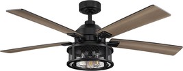 Parrot Uncle Ceiling Fans With Lights And Remote Black Ceiling Fan With, 52 Inch - £141.77 GBP