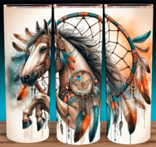 Native American Horse Dream Catcher Watercolor Cup Mug Tumbler 20oz - £15.78 GBP