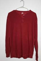 X Timberland 3 Button Shirt Adult Large Maroon Henley Long Sleeve Casual  - $21.78