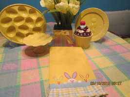 Yellow  Devilled Egg Plate Platter, Pedestal Cupcake Platter ,Titbit San... - $169.00