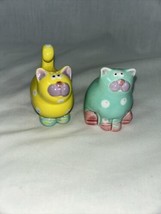 Fitz &amp; Floyd Fantasy Fair Cats Polka Dot Salt and Pepper Shaker Set Vintage 80’s - £17.48 GBP