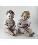 7&quot; Bisque Porcelain Piano Baby Boy &amp; Girl Figurines Vintage - £36.71 GBP