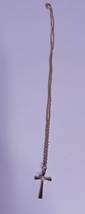 Vintage Faux Seed Pearl Cross &amp; Link Chain Pendant Necklace - $145.74 MXN