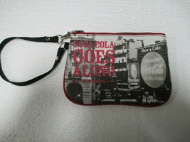 Coca-Cola Old Time Black and White London Zippered Coin Purse Wristlet - £7.28 GBP