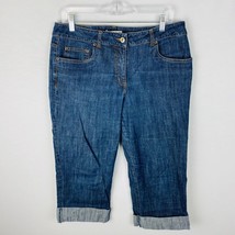 Coldwater Creek Dark Wash Cuffed Capris Jeans Petite 14 P14 Women&#39;s - £15.35 GBP