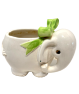 Vintage Ceramic Small Elephant Planter White and Green 5.5 x 4&quot; Made in ... - £23.49 GBP