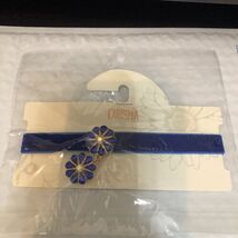 Carisma Blue Chocker Necklace With Dangling Flower Pendent Gold tone clo... - $7.20