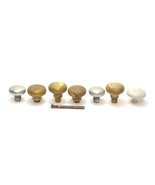 Lot of 7 Vintage Mid century Brass Plated White and Silver Door Knobs Ha... - $24.72