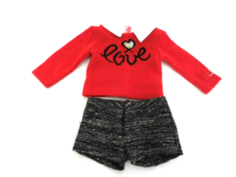 American Girl Doll Grace City Love Shorts Top Outfit Red White Black - £21.92 GBP