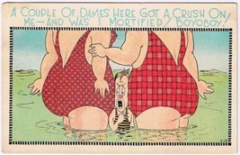 Postcard Couple Of Dames Here Got A Crush On Me I Was Mortified - £5.44 GBP