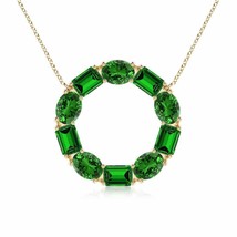 ANGARA Lab-Grown Emerald Circle of Life Pendant in 14K Gold (6x4mm,3.25 Ct) - £2,333.28 GBP