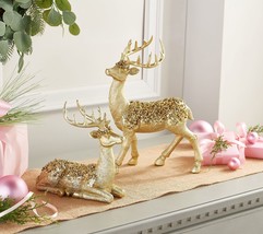 Simply Stunning Set of 2 Jeweled Reindeer by Janine Graff in Gold - $64.34