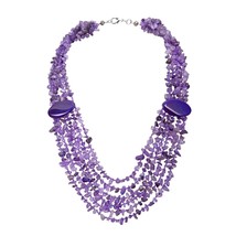 Cascading Waterfall of Purple Amethyst Chunky Stone Multi-Layered Necklace - £37.84 GBP