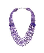 Cascading Waterfall of Purple Amethyst Chunky Stone Multi-Layered Necklace - £37.38 GBP