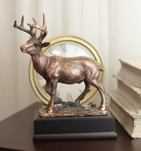 Ebros Rustic 12 Point Buck Stag Deer Bronze Patinated Resin Statue W/Tro... - £33.81 GBP