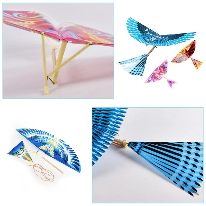 10-Piece Elastic Rubber Band Powered Flying Birds Kite Funny Handmade DIY Kids - £11.75 GBP