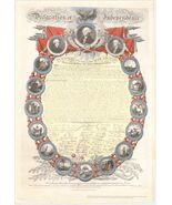 American Declaration of Independence: Large hand-coloured print, handmad... - $750.00