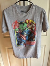 Marvel Avengers Assemble Short Sleeve Gray T-Shirt Tagless Size MED * READ* - £9.60 GBP