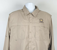 Chevrolet Embroidered Long Sleeve Vented Sport Fishing Shirt Mens Large Brown - £33.98 GBP