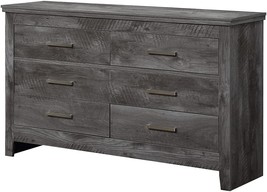 6 Drawer Wood Dresser With Rustic Gray Oak Finish From Acme Furniture. - £361.39 GBP