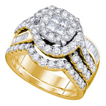 14k Yellow Gold Princess Diamond Bridal Wedding Engagement Ring Set 1-3/4 Ctw - $2,399.00