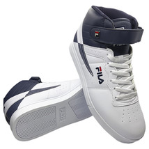Nwt Fila Msrp $89.99 Men&#39;s White Navy Blue Mid Plus Hi Top Sneakers Size 8.5 - £31.51 GBP