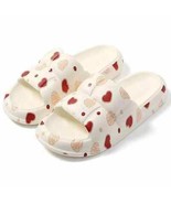 White with Red Heart Print Pillow Cushion Slides Large 9 to 10 - $19.80
